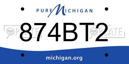 874BT2 Michigan License Plate