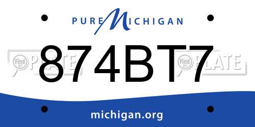 874BT7 Michigan License Plate