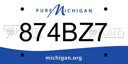874BZ7 Michigan License Plate