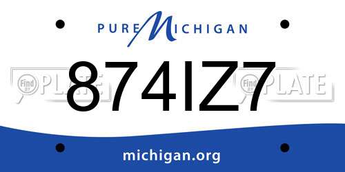 874IZ7 Michigan License Plate