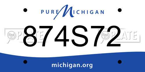 874S72 Michigan License Plate