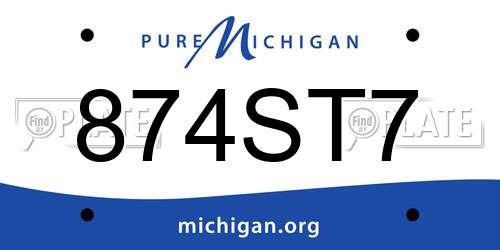 874ST7 Michigan License Plate