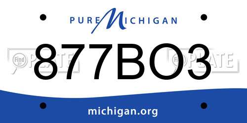 877BO3 Michigan License Plate