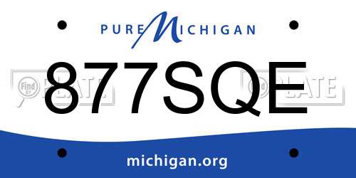 877SQE Michigan License Plate