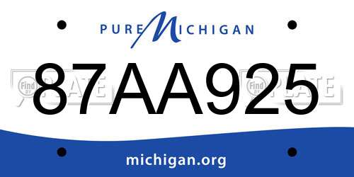 87AA925 Michigan License Plate