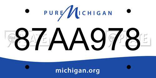 87AA978 Michigan License Plate