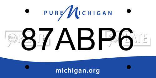 87ABP6 Michigan License Plate