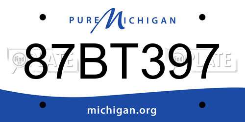 87BT397 Michigan License Plate