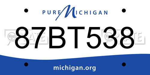 87BT538 Michigan License Plate