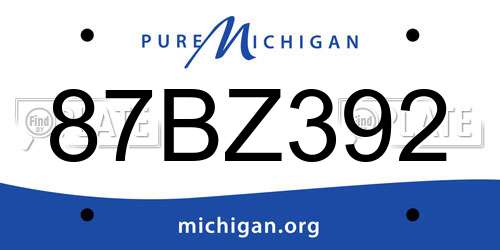 87BZ392 Michigan License Plate