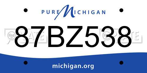 87BZ538 Michigan License Plate
