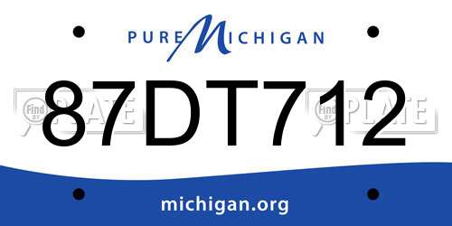 87DT712 Michigan License Plate