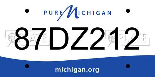 87DZ212 Michigan License Plate