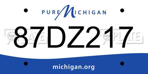 87DZ217 Michigan License Plate