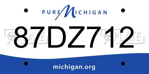 87DZ712 Michigan License Plate