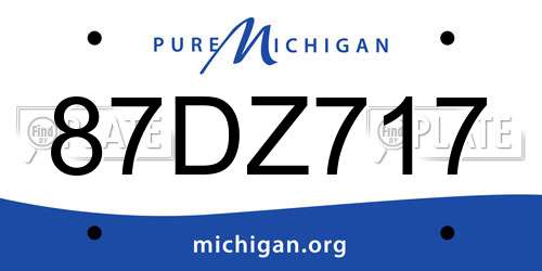 87DZ717 Michigan License Plate