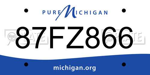 87FZ866 Michigan License Plate