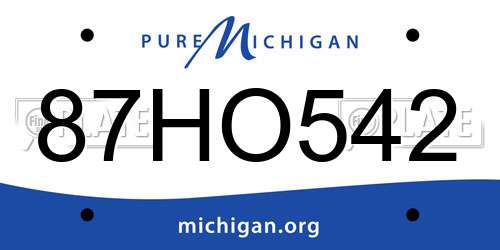 87HO542 Michigan License Plate