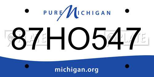 87HO547 Michigan License Plate