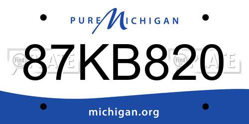 87KB820 Michigan License Plate