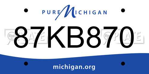 87KB870 Michigan License Plate
