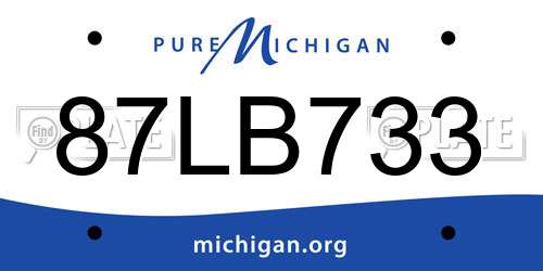 87LB733 Michigan License Plate