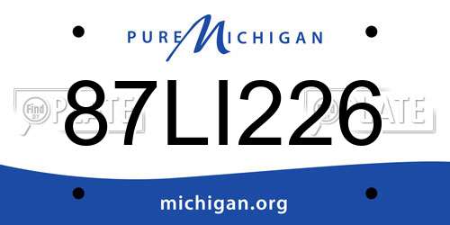 87LI226 Michigan License Plate