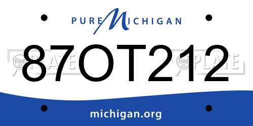 87OT212 Michigan License Plate