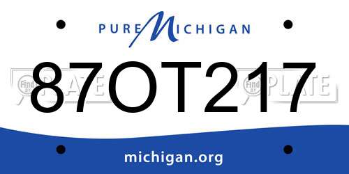 87OT217 Michigan License Plate