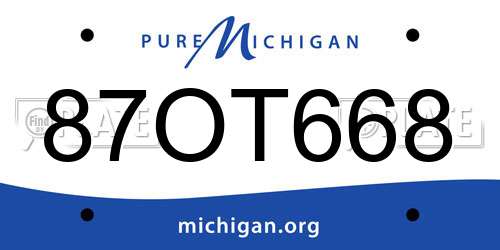 87OT668 Michigan License Plate