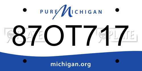 87OT717 Michigan License Plate