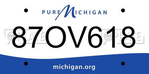 87OV618 Michigan License Plate