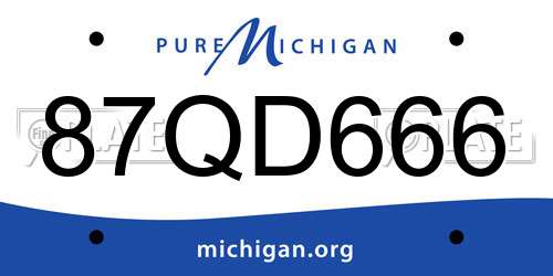 87QD666 Michigan License Plate