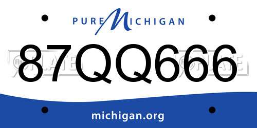 87QQ666 Michigan License Plate