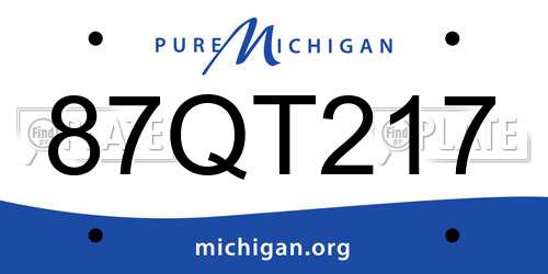 87QT217 Michigan License Plate