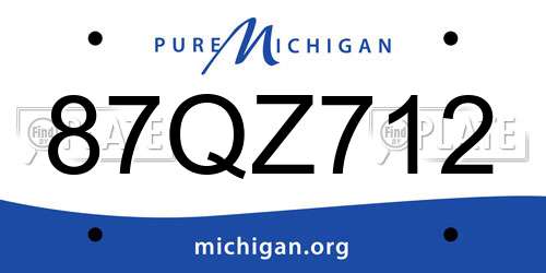87QZ712 Michigan License Plate