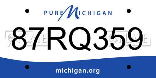 87RQ359 Michigan License Plate