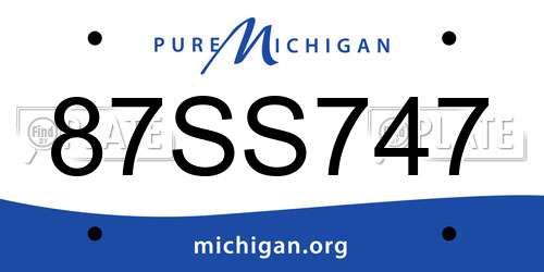 87SS747 Michigan License Plate