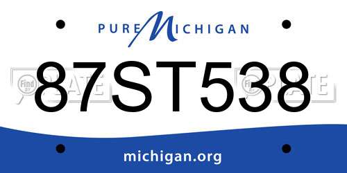 87ST538 Michigan License Plate