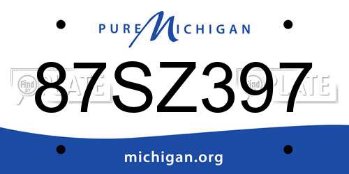 87SZ397 Michigan License Plate