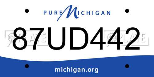 87UD442 Michigan License Plate