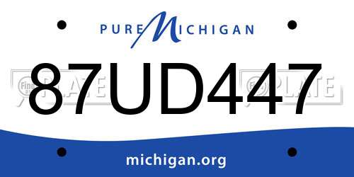 87UD447 Michigan License Plate