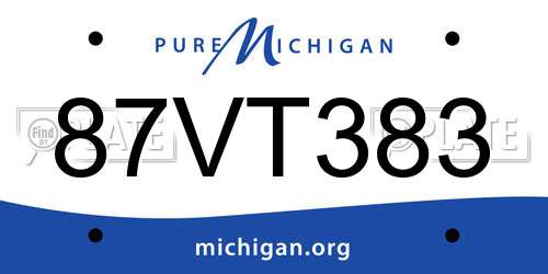 87VT383 Michigan License Plate