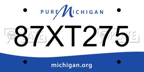 87XT275 Michigan License Plate