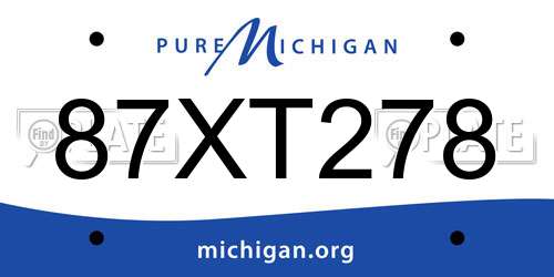 87XT278 Michigan License Plate