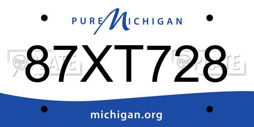87XT728 Michigan License Plate