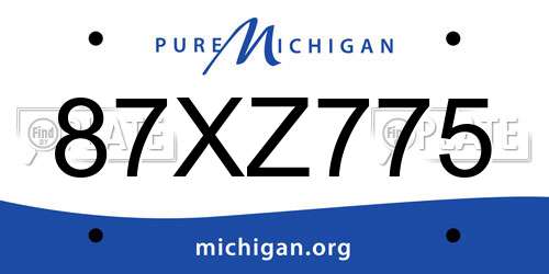 87XZ775 Michigan License Plate