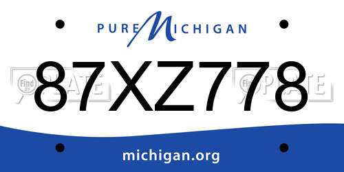 87XZ778 Michigan License Plate