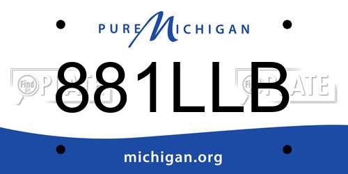 881LLB Michigan License Plate