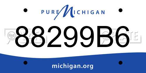 88299B6 Michigan License Plate